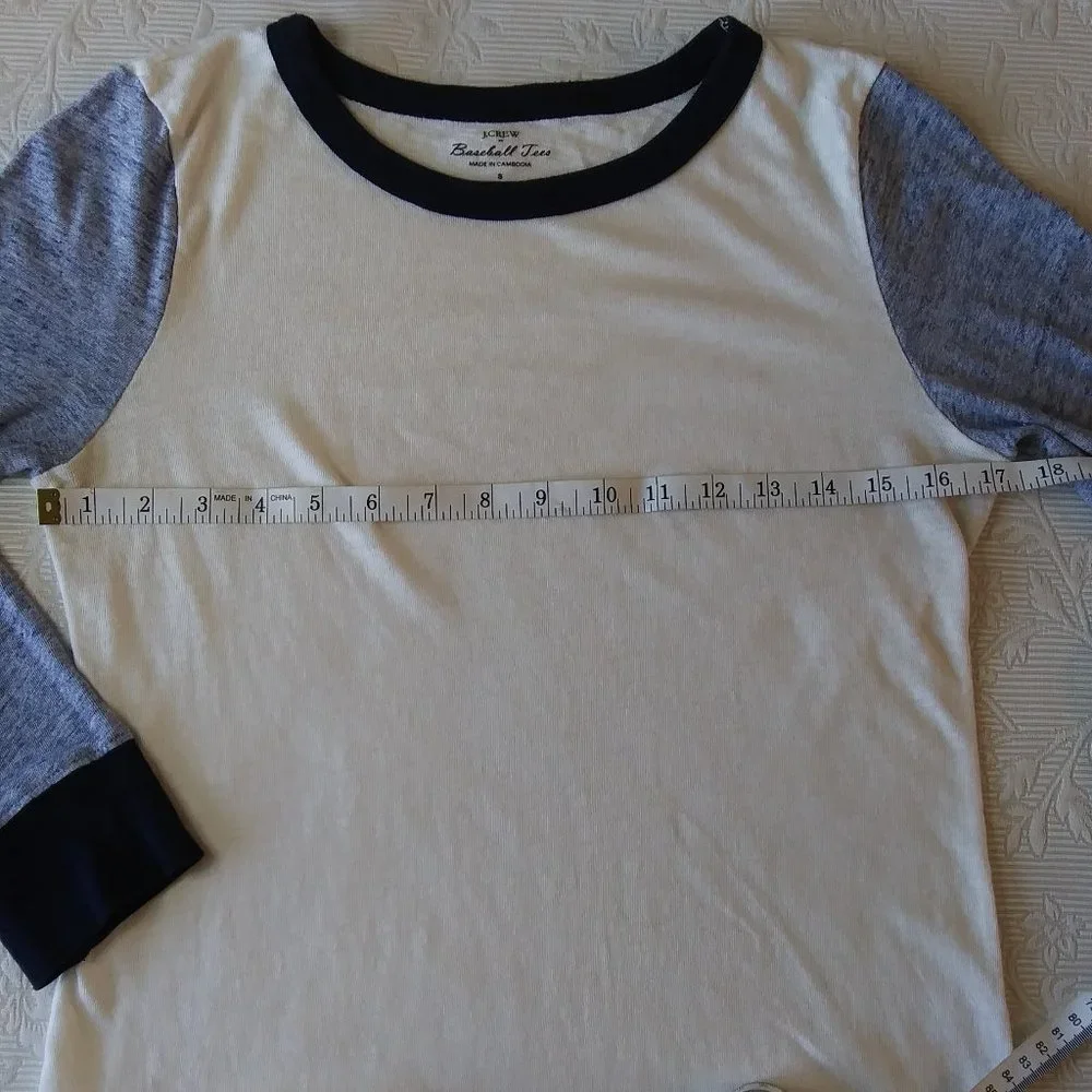 J. Crew | Navy and Soft White Baseball Tee | S